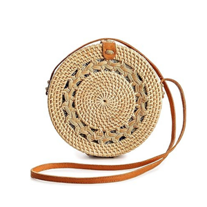 Elegante bolso de playa bohemio para mujer con una sola correa de cuero, monedero de ratán tejido a mano, cierre abierto, decoración de borlas, temporada de primavera - Product Image 4