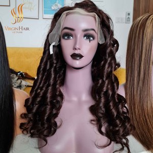 Peluca de encaje Full HD sin pegamento para rizos hinchables 100% cabello humano Remy virgen de larga duración 2 años vendedores vietnamitas - Product Image 4
