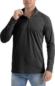 Haut de course pour homme avec logo personnalisé, coupe ajustée, fermeture éclair 1/4, extensible dans les 4 sens, doux, vêtements de sport de gym, performance, léger, pull à fermeture éclair 1/4 - Product Image 2