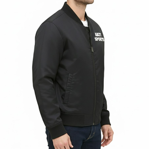 Veste bomber d'hiver pour homme, vente directe d'usine, avec logo personnalisé sur le devant, coupe-vent, respirante, légère, style fermeture éclair - Product Image 3