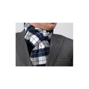 Écharpe double face en laine à motif écossais bleu marine - Product Image 1