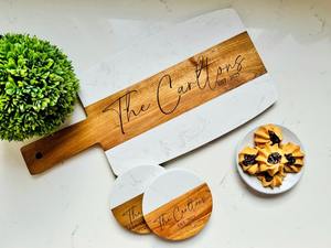 Planche à découper en bois et marbre, planche à découper en bois naturel et marbre, vente en gros - Product Image 2