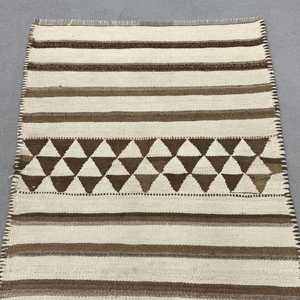 Turkish Kilim Runner Rug 3.2x9.4 ft (96x285 cm), Vintage <b>Brown</b> Floral <b>Wool</b> Rug - Product Image 5