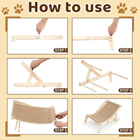Hamac pour chat moderne en sisal, réglable et pliable, avec base en bois, pour usage intérieur, idéal pour la sieste des chatons, design chaise de plage, livré en carton