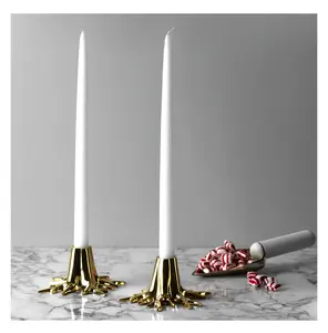 Support de bougie de Noël en laiton plaqué or et argent, fait main, gaufré, de qualité supérieure, pour décoration intérieure, poli miroir - Product Image 2