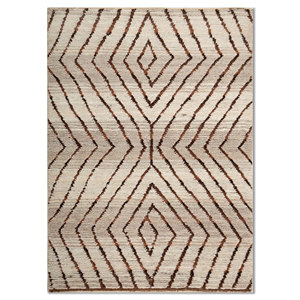 พรมขนสัตว์ถักมือลายเรขาคณิตทรงสี่เหลี่ยมผืนผ้า รุ่นซูริ ไอวอรี่ สำหรับห้องนั่งเล่นหรือห้องนอน-AKWJ-1037 ขนาดใหญ่ 9x12 - Product Image 1
