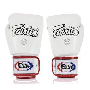 นวมชกมวย Fairtex สีขาว หนังแท้สั่งทำพิเศษ น้ำหนักเบา กันน้ำ แบบผูกเชือก สำหรับฝึกซ้อมและแข่งขัน MMA มวยไทย - Product Image 5