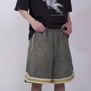 Logo personnalisé broderie taille élastique cordon solide Vintage athlétique utilitaire Basketball Shorts sur mesure - Product Image 3