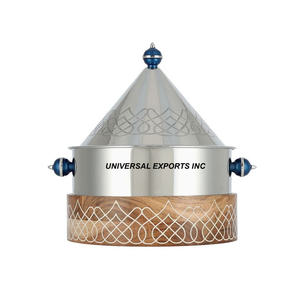 Calentador de alimentos de acero inoxidable con acabado dorado, caligrafía árabe, cazuela de diseñador hecha a mano, vajilla de forma redonda, calentador de alimentos - Product Image 5