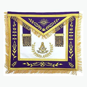 High Quality Masonic Past Master Gold Embroidery Purple <b>Apron</b> Machine Embroidery Lambskin Leather for Everyday Use - Product Image 1