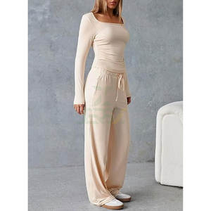 Conjunto Deportivo Unisex de 2 Piezas, Estilo Vintage, Top Corto con Capucha Bordado y Pantalones Anchos, Informal y Elegante - Product Image 2