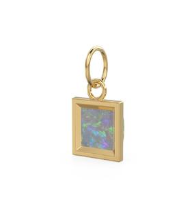 925 Sterling Silver <b>Pendant</b> Cute Gold-Plated Australian <b>Opal</b> Square Birthstone <b>Necklace</b> Diamond Bezel Setting Children's Women's - Product Image 3