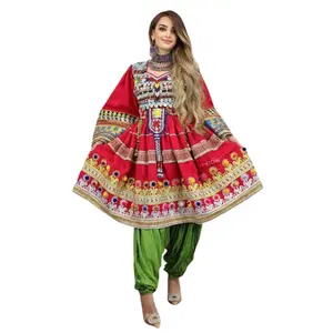 New Design Hot Sale Afghani Women Dress Wholesale Price Latest Afghani Vintage Dresses Retro 1960s Bohemian Tribal Women's Sets