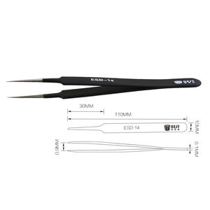 ESD-14 pince à épiler ESD haute qualité métal antistatique pince à épiler haute dureté acier inoxydable cils sourcil personnalisé pince à épiler - Product Image 3