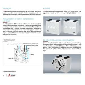 Sistema HVAC Vertical con Conductos para el Hogar Mitsubishi VMC VL-250CZPVU-R-E A+, con Unidad de Recuperación de Calor de Lado Derecho, Fabricado en Italia - Product Image 5