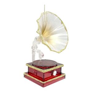Musical Christmas New Year Decoration Bronze Matt Antique <b>Copper</b> Plated Dark Brown Glitter Acrylic 3D Phonograph <b>Ornament</b> - Product Image 5