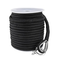 MARINE 3-Strang Gedrehtes Polyester-Ankerseil, Festmacherleine 18mm*50m mit Edelstahl-Schäkel, Kajak-Yacht-Bootszubehör