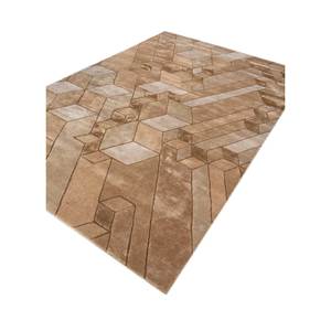 พรมขนสัตว์และวิสโคสทอมือลายเรขาคณิตสีเบจและสีน้ำตาลสำหรับตกแต่งบ้าน-TNQ-3229 - Product Image 2