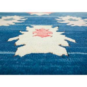 Tapis en laine noués à la main Nuray Blue Pae-893 pour salon, chambre à coucher - Motif médaillon rectangulaire, patchwork diamanté, couloir disponible - Product Image 3