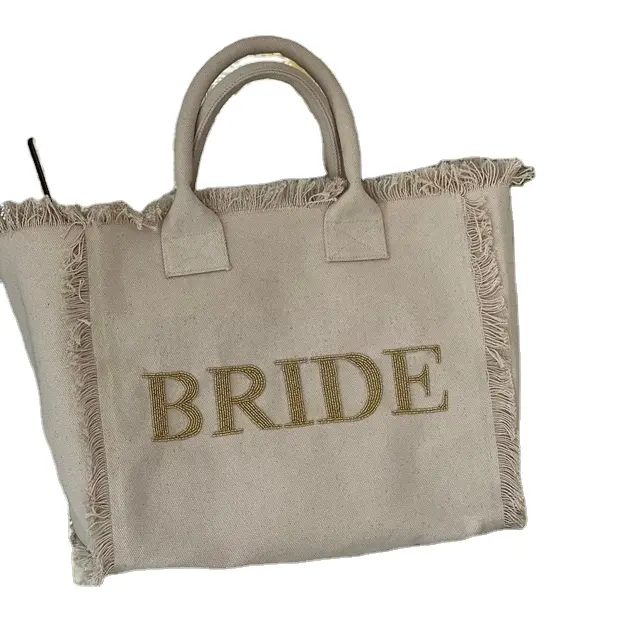 Amazing Deal on Latest Fashion PERSONALISED FRINGE FRAYED TOTE BAG in canvas from Indian manufacturer exporter