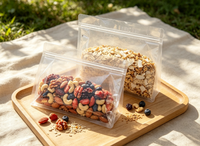 Sachets Doypack pour emballage alimentaire, en plastique transparent, personnalisables, refermables, à fond plat, avec poignée et fermeture éclair