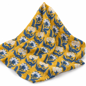 Tela de Algodón Ligera Hecha a Mano en Color Amarillo de Pinksa Fashion, Tela Floral Tejida de 90 GSM 60S60S de Rajasthan para Bebés y Textiles para el Hogar - Product Image 2