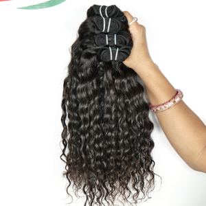Venta al por mayor 100% indio crudo sin procesar sedoso rizado suelta onda profunda Super onda doble trama Natural virgen extensiones de cabello humano - Product Image 4