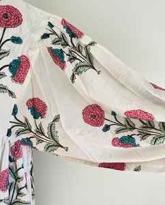 Robe midi en coton imprimé à la main en Inde, robe décontractée à fleurs, cadeau pour elle - Product Image 3