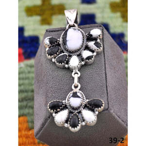 Pendentif en turquoise buffle blanc et argent sterling de style sud-ouest, serti en clos, cadeau - Product Image 3