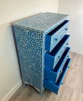 Table console moderne en incrustation d'os personnalisée Kusum Art, tabourets, poufs, rangement pour chambre à coucher, appartement, salon, style indien
