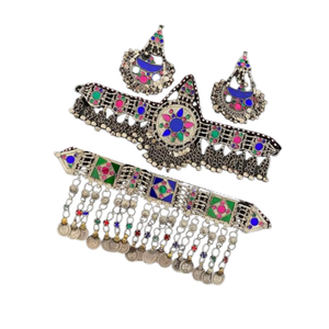 เทรนด์แฟชั่นล่าสุด ชุดเครื่องประดับทองแดงประดับเพทายแบบอัฟกัน สร้อยคอ ต่างหู ชุดของขวัญงานแต่งงาน งานปาร์ตี้ วันครบรอบ - Product Image 1