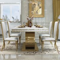 Sofa-Set Wohnzimmermöbel Kommerzieller Schönheitssalon Antiker Großer Edelstahl-Esstisch-Set 6-Sitzer für Villa und Zuhause