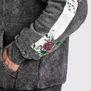 Sudadera con capucha de lana de doble capa Vintage con lavado ácido personalizado de alta calidad, ropa de calle, jersey con bolsillos desteñidos al sol para invierno - Product Image 4