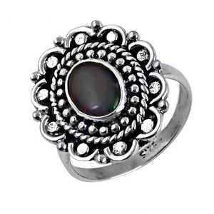 925 Silver <b>Black</b> Onyx Statement <b>Ring</b> <b>for</b> <b>Women</b> Fine Platinum Jewelry with Natural Stone Rhodium Plating - Product Image 3