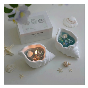 Vela de Concha Marina Hecha a Mano con Conchas Naturales, Ofrece Decoración de Estilo Playero para Recuerdos de Fiesta, como Vela de Concha Marina que se Llena con Aroma Marino - Product Image 1