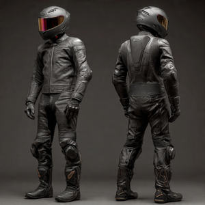 ชุดเสื้อแจ็กเก็ตกางเกงสำหรับนักแข่งรถมอเตอร์ไซค์หนัง PU มีซิปสำหรับผู้ชาย - Product Image 2