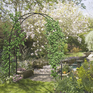 Outsunny Arche de jardin pour plantes grimpantes et décorations, métal noir, 157x40x223cm - Product Image 2