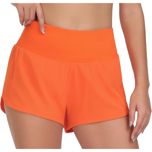Short de course à séchage rapide taille haute pour femme Short d'entraînement athlétique avec doublure en maille et poches zippées - Product Image 1