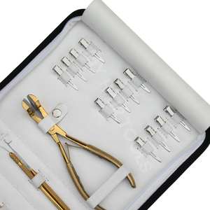 Salon Hair <b>Extension</b> Tools with Two-Hole Crimping Plier Tap in plier Microlink Remover Pulling Loop Hook Parting Ring & 12 <b>Clips</b> - Product Image 6