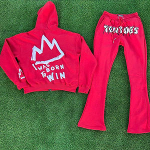 Pantalones de chándal de alta calidad con logotipo personalizado y Sudadera con capucha, traje deportivo, chándal, pantalones, conjunto de dos piezas, chándal acampanado para correr para hombre - Product Image 4