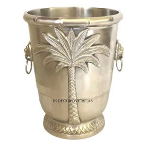 Palm Tree Designer Attractive Look Silver Shiny Polished Best Quality Aluminum Casted <b>Wine</b> Bucket Beverage Tubs <b>For</b> Weddings - Product Image 1