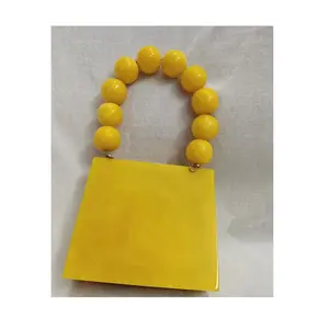 Latest Design Resin Purse And Yellow Color Fashionable Clutch Ladies Bags & hand bags Custom Logo Address Craft From India