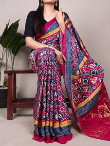 Sari en soie Gaji en gros avec blouse Inde Tissus en soie douce Adultes Vêtements de fête Mariage Vêtements indiens pakistanais unisexes - Product Image 4