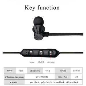 หูฟังไร้สาย XT11 แบบใส่ในหู BT V4.2 คุณภาพดีที่สุด หูฟังแม่เหล็กสำหรับสมาร์ทโฟน ไฟ LED แสดงสถานะแบตเตอรี่ หูฟังโลหะแบบคล้องคอ สำหรับเล่นกีฬา - Product Image 4