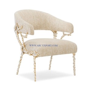 Lot de 2 chaises de salle à manger en métal plaqué or Chaises de luxe design de qualité supérieure faites à la main pour hôtel et restaurant - Product Image 5