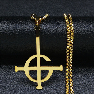 Nuova Collana Trendy con Ciondolo a Croce Ghoul <span class=keywords><strong>Senza</strong></span> <span class=keywords><strong>Nome</strong></span> in Acciaio Inossidabile Placcato Oro per Uomo - Product Image 2
