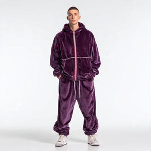 ชุดวอร์มกำมะหยี่แบบโอเวอร์ไซส์ กางเกงวอร์มกำมะหยี่ทรงจ็อกเกอร์ เสื้อฮู้ดดี้ทรงหลวม ชุดจ็อกเกอร์สตรีทสำหรับผู้หญิง ไซส์พลัส ลายพิมพ์สำหรับฤดูหนาว - Product Image 1