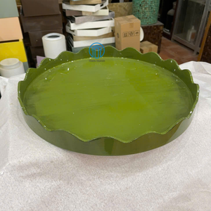 ถาดแลคเกอร์เคลือบแล็คเกอร์ลายหอยเชลล์สีเขียวหรูหราไลฟ์สไตล์ทันสมัยทำด้วยมือจากเวียดนาม - Product Image 2