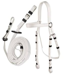 Bride en PVC pour chevaux avec rênes (Blanc) - Product Image 3