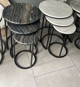 Table basse en fer traditionnelle de luxe avec cadre noir, plateau en métal, ensemble de rangement réglable écologique, meubles de salon - Product Image 6